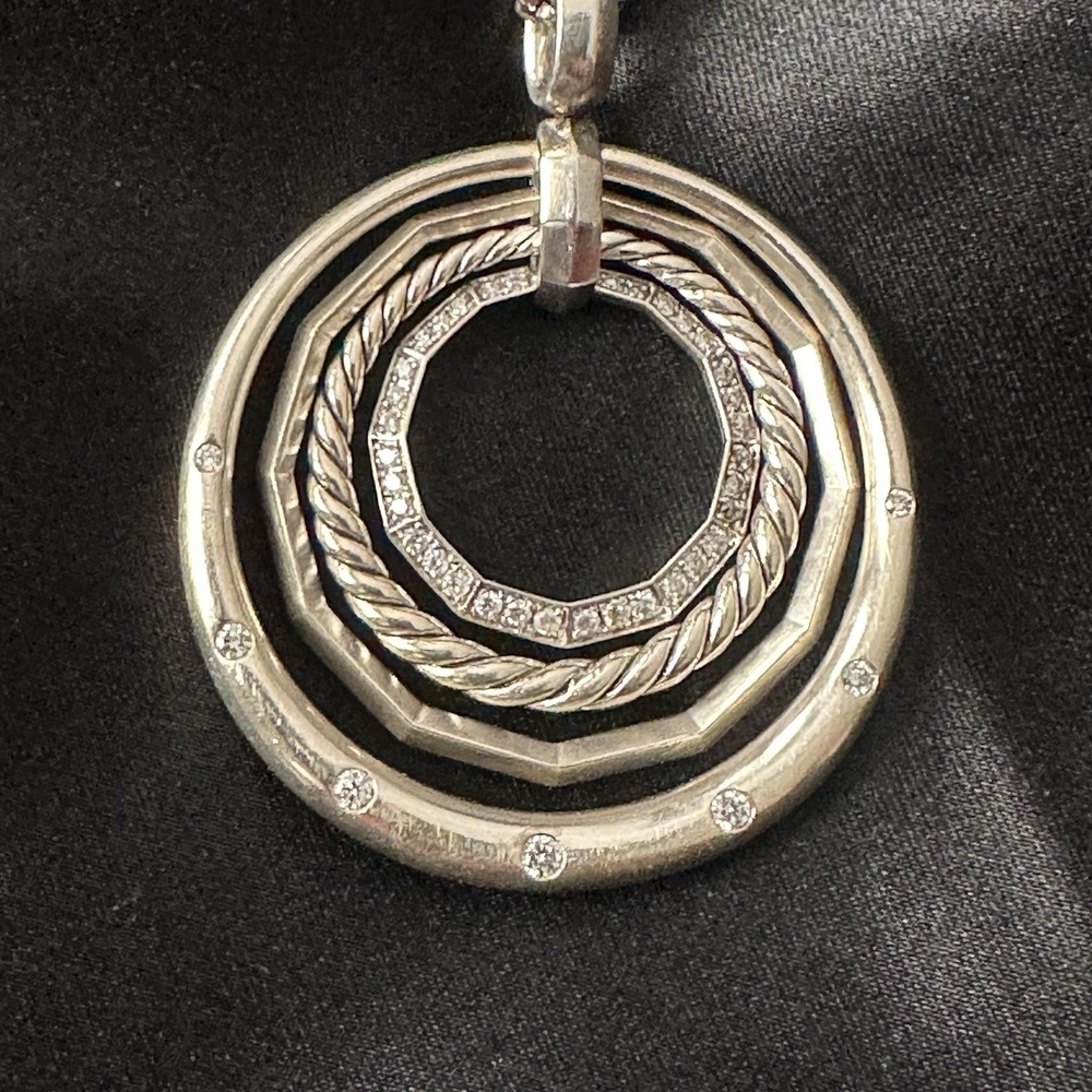 RETIRED‎ DAVID YURMAN STAX MEDIUM PENDANT NECKLACE DIAMONDS STERLING SILVER 925